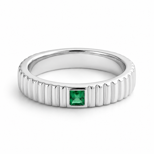 Fluted Emerald Band Ring