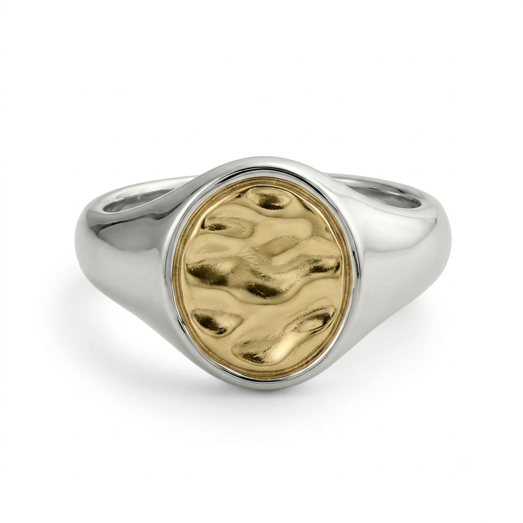 Organic Signet Ring (Two-Tone)